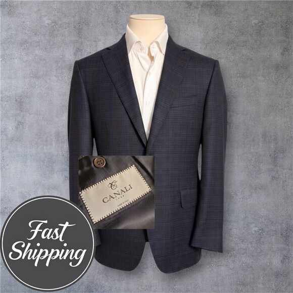 CANALI SILVER LABEL Mens Blazer 40R (US) Sport Coat 2-Button Jacket Windowpane - Picture 1 of 16